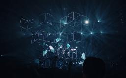 Blue glowing lights in cubes